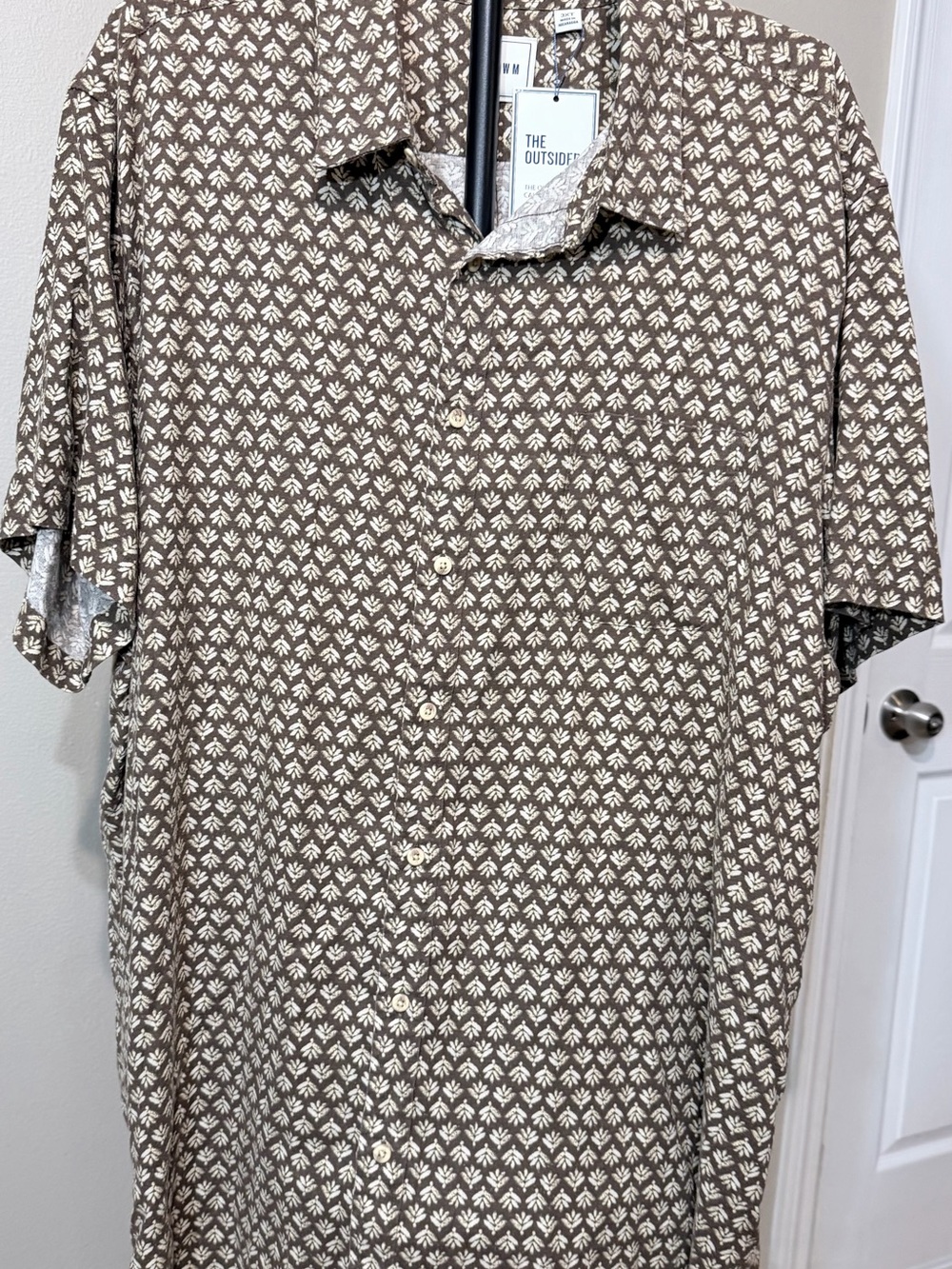ROWM Men’s NWT 3XT Bug & Tall Brown/White Button-Up short sleeve shirt Tropical